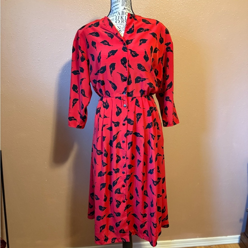 Chic Red and Black Women's Midi Dress